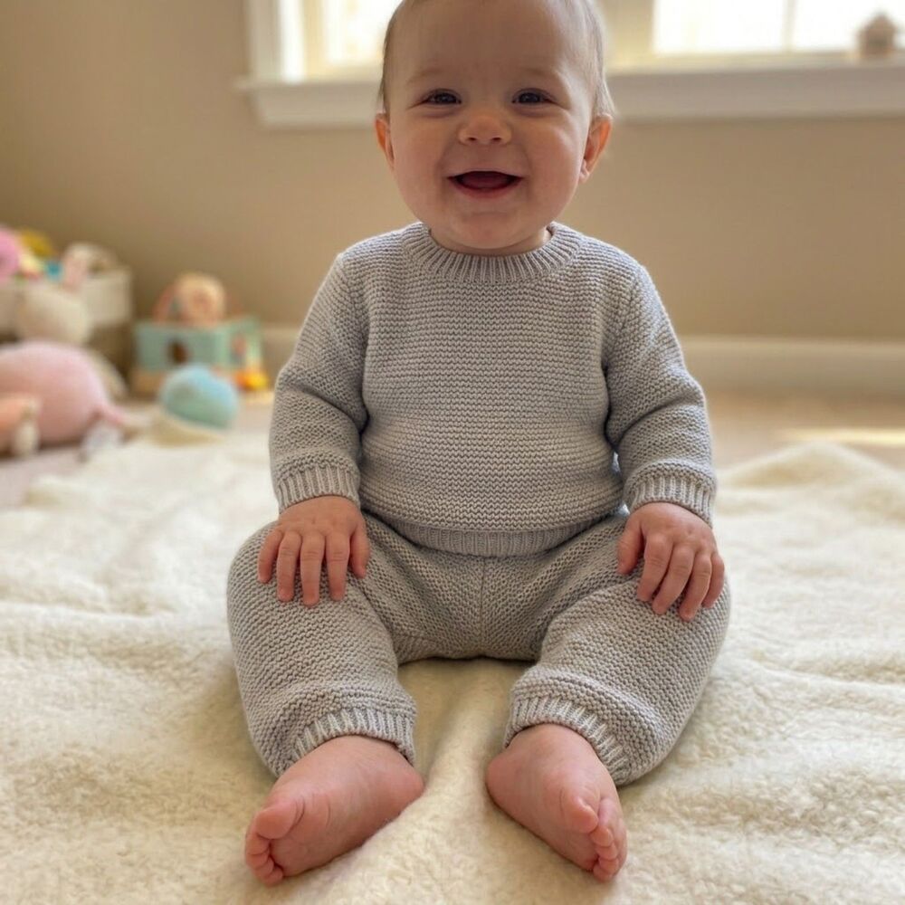 Carter's Little Planet Organic Knit Sweater Pants 12 mos Grey Cotton